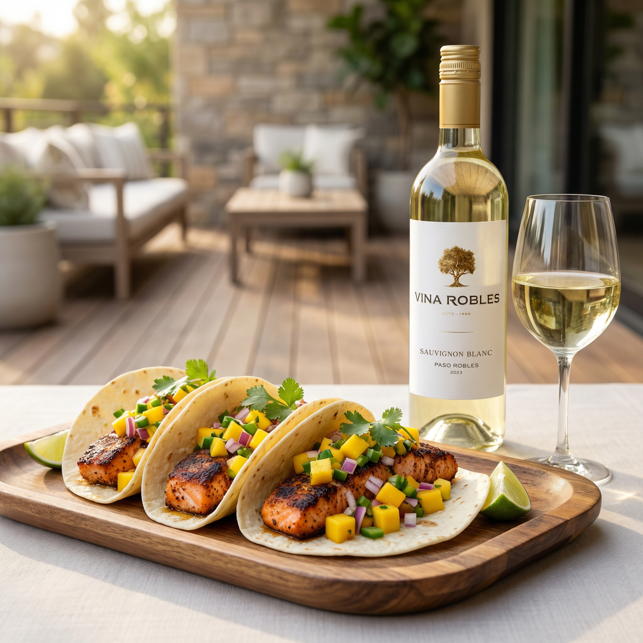 Cajun Salmon Tacos with Fresh Mango Salsa Recipe | Vina Robles Winery